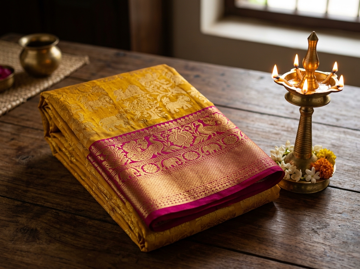 Handloom Korvai Temple Sarees